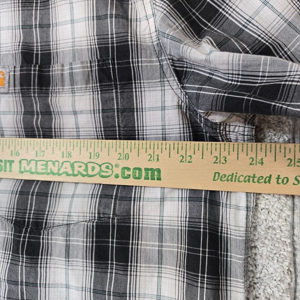 Carhartt Shirts Mens Large Black blue Plaid S/S Button Up Relaxed Fit lot of 2 - Picture 9 of 13